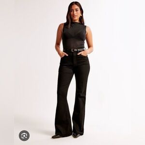 Abercrombie Curve Love Ultra High Rise Stretch Flare Jean- Black